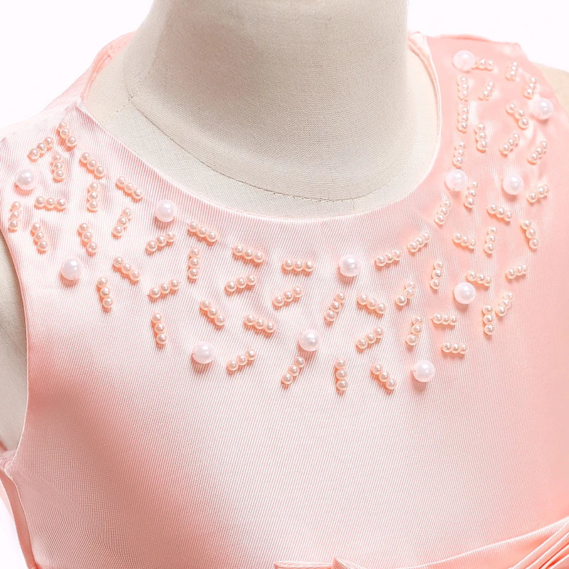 Summer Beading Girl Party Dress Christmas Costume Gala Bow Wedding Birthday Princess Dresses for Girls Baptism Prom Gown Vestido