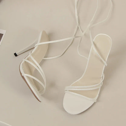 Fashion Rome Sexy High Heels Sandals Women Cross Tied-Lace Up Shoes Summer 2024 Open Toe Dress Slippers Femme Pumps Sandals