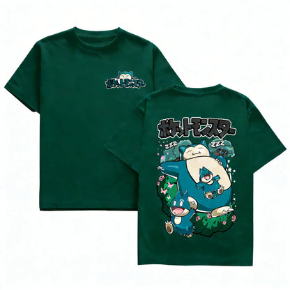 Anime Cotton Graphic T Shirt Men Women 2026 Summer Y2k Short Sleeve Tee Casual Tops Snorlax Kawaii Streetwear Fashion