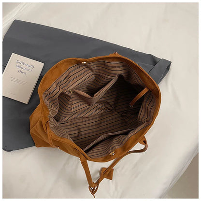 Velvet Zipper 2024 New Product Large Tote Bag Solid Large Capacity Popular Fashion Shoulder Bag Soft Simple Commuter Handbag
