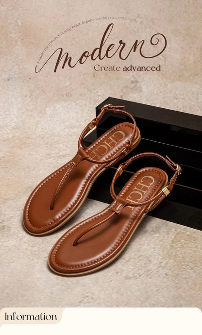 Women's Flat Sandals 2025 Summer Minimalist Toe Beach Shoes Vacation Outdoor