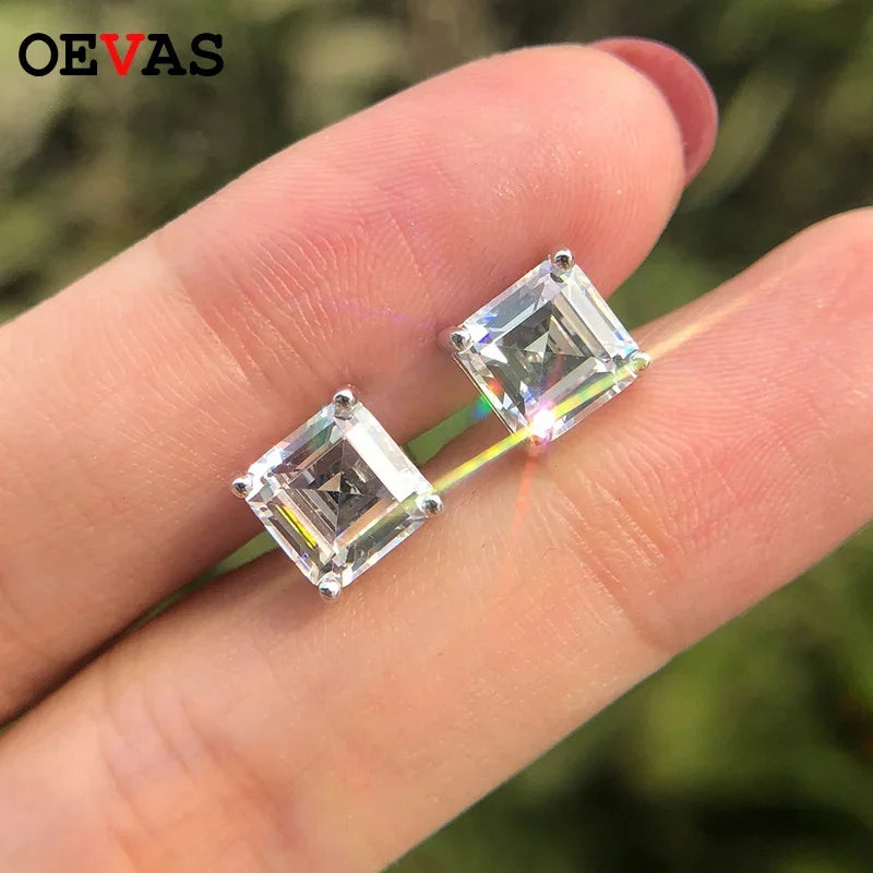 Classic 100% 925 Solid Sterling Silver 7*7MM High Carbon Diamond Gemstone Ear Studs Earrings Women Fine Jewelry Wholesale