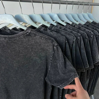 Graphic T-shirt Man Summer Y2k Clothes Casual Short Sleeved Tee Women Vintage Washed Cotton Gym Clothing Top