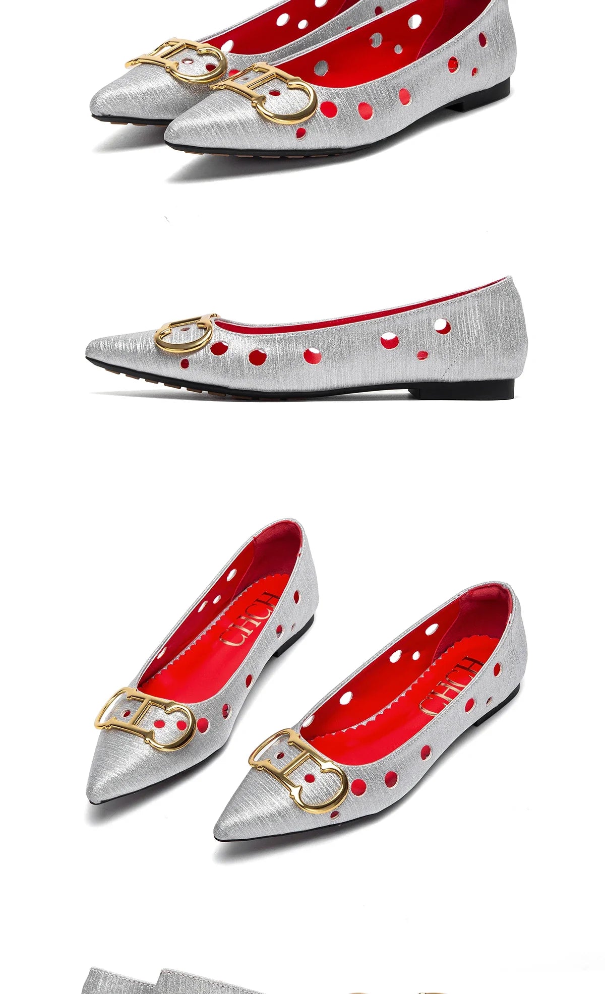 2025 Women's Flat Shoes New Punching Design Pointed Woman Shoes Simple Anti slip