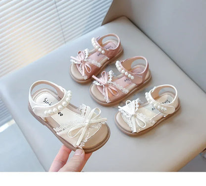 Kids Summer Beach Shoes Bow New Classmate Baby Soft Sole Fashion Girls Sandals Non-slip Princess Shoes Size 25-30