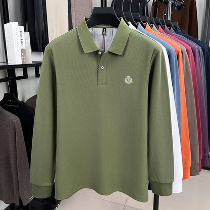 Spring and Autumn new men's long sleeved business casual fashionable comfortable POLO shirt exquisite brand embroidered golf top