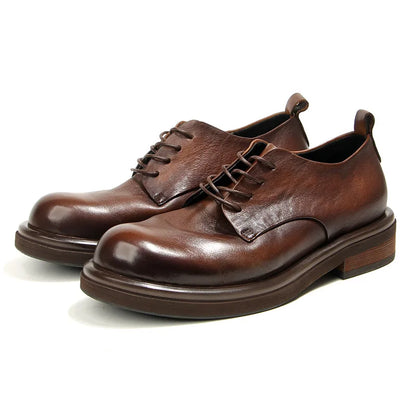 Soft Leather Mens Formal Shoes Luxury Quality Comfortable Brand Handmade Retro Genuine Leather Daily Wedding Social Shoes Male
