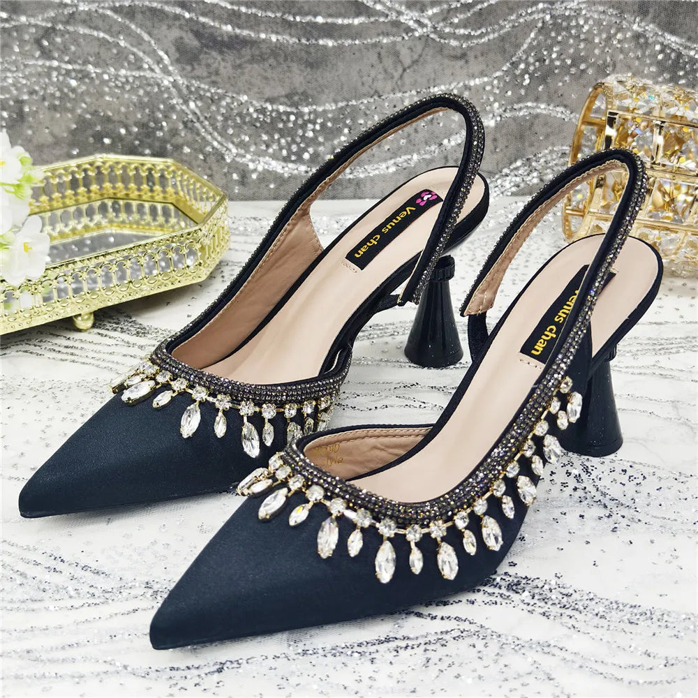 Large Size Women's Wedding Shoes Italian Elegant Women's Party Shoes Solid Color High Heels Women's Formal Shoes