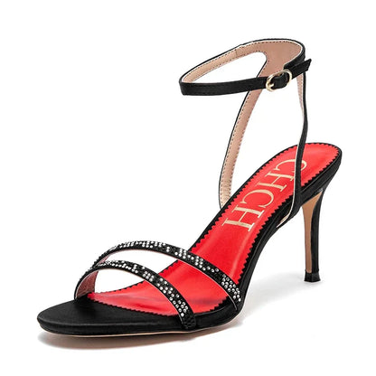 Women's High Heels Simple with Diamond Design Fine Workmanship Versatile Women's Sandals