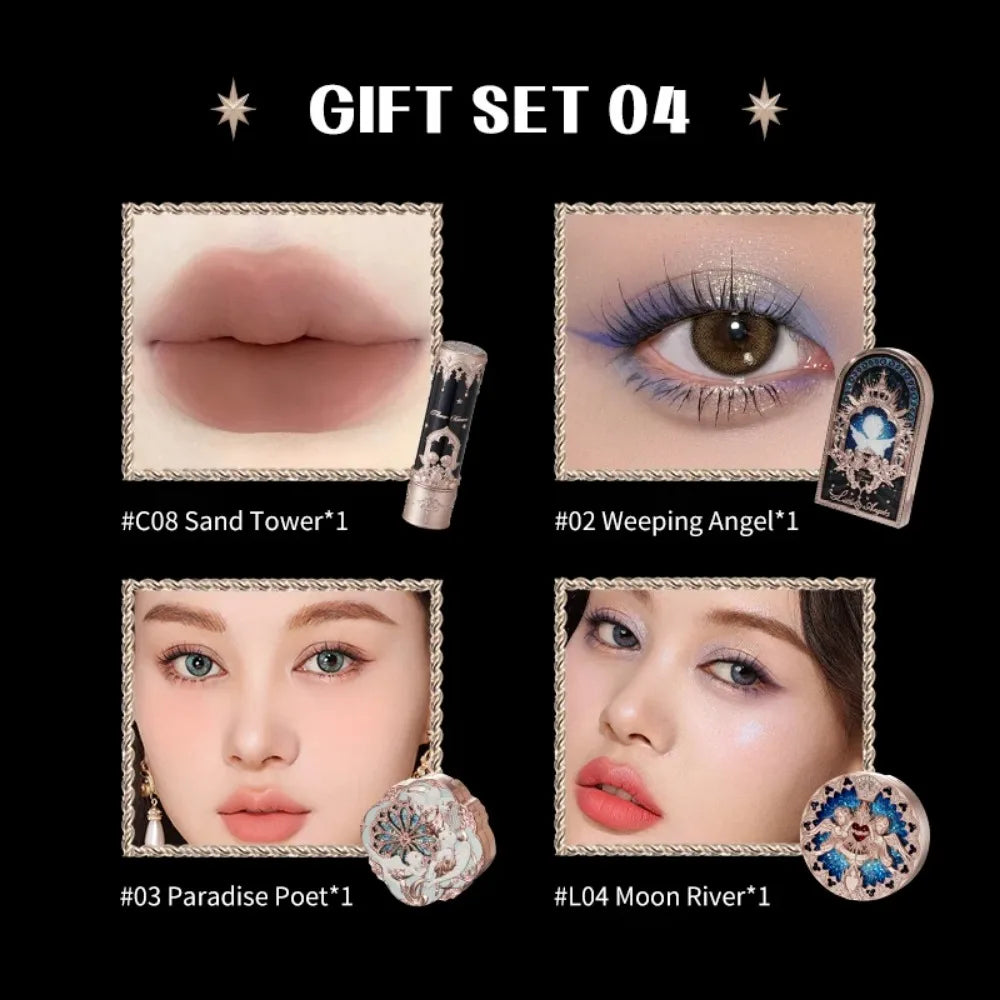 Little Angel Collection Makeup Gift Box Eyeshadow Blush Cream Matte Lipstick Highlighter Full Kit All In One