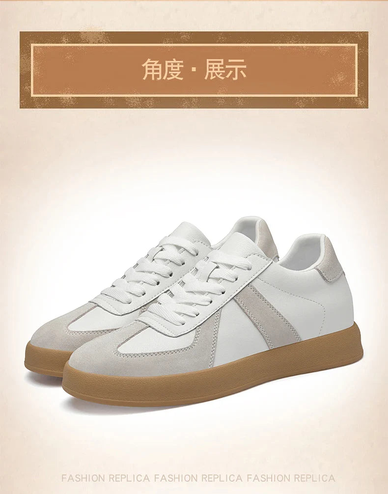 Invisible Height-Increasing Shoes 8cm German Training Shoes for Men, Summer Breathable Casual Sneakers, Genuine Leather Retro Versatile Forrest Gump Shoes 6cm
