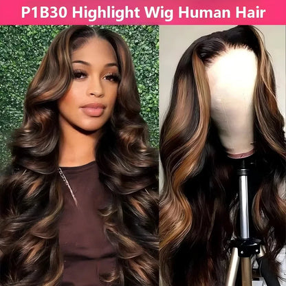 Highlight Ombre Body Wave Human Hair Wigs 13X6 Hd Lace Frontal Wig 250 Density Brazilian 13X4 Lace Front Wigs Pre Plucked