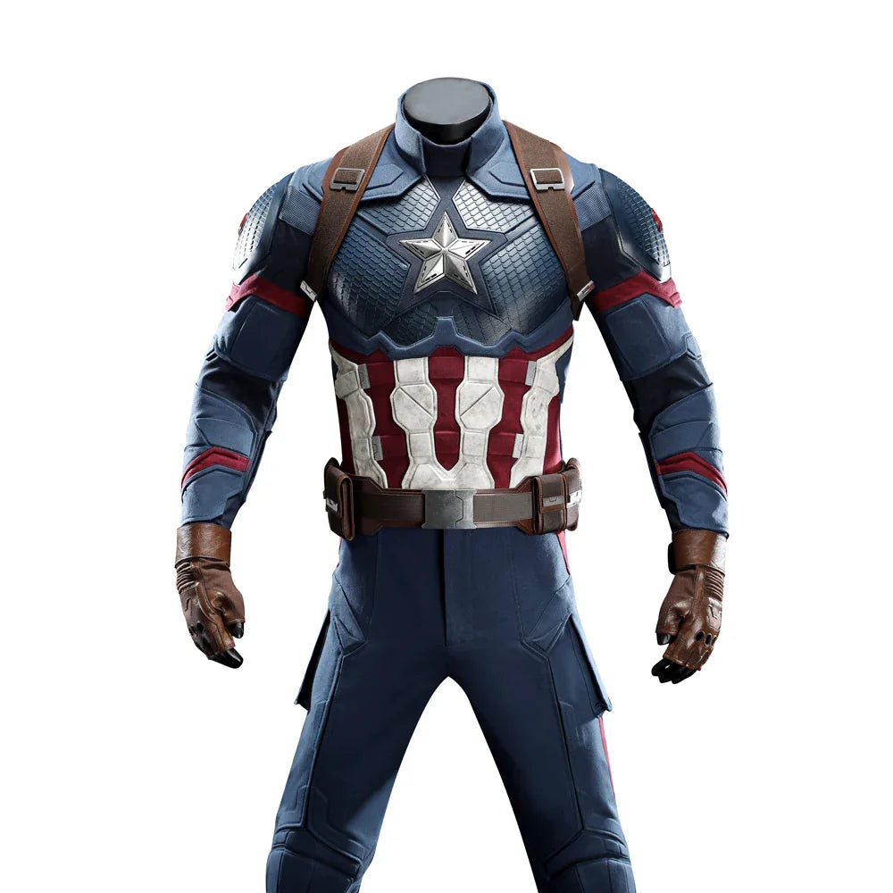 High Quality Adult Superhero Captain Steven Rogers Cosplay Costume Battle Uniform Costume  Halloween Carnival Helmet Boots