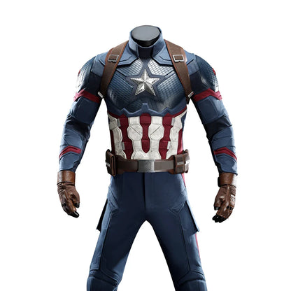 High Quality Adult Superhero Captain Steven Rogers Cosplay Costume Battle Uniform Costume  Halloween Carnival Helmet Boots