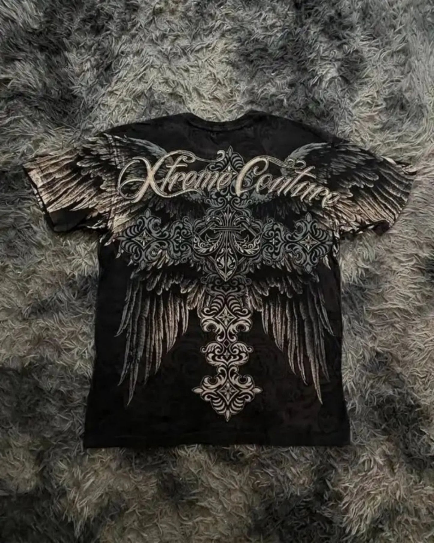 men's summer skull angel wing print comfortable and breathable round neck T-shirt outdoor street versatile top