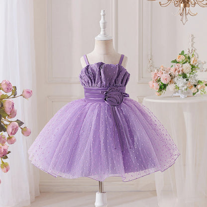 Summer Flower Bridesmaids Party Girls Dress Elegant Tulle Baptism Wedding Evening Prom Dresses Girl Gala Birthday Princess Gown