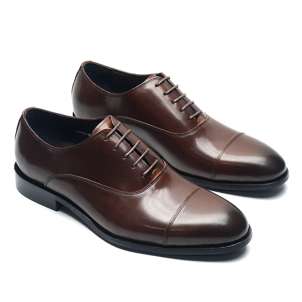 Genuine Leather Handmade Men's Oxford Dress Shoes Cap Toe Lace-Up Classic Business Office Shoe Wedding Party Formal Shoes Man