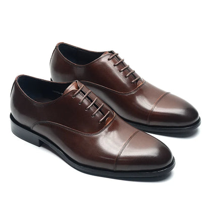 Genuine Leather Handmade Men's Oxford Dress Shoes Cap Toe Lace-Up Classic Business Office Shoe Wedding Party Formal Shoes Man
