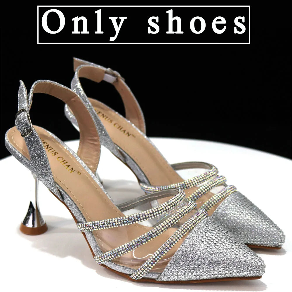 Newest INS Style Orange Color Elegant High Heels Nigeria Popular Design African Ladies Shoes And Bag Set
