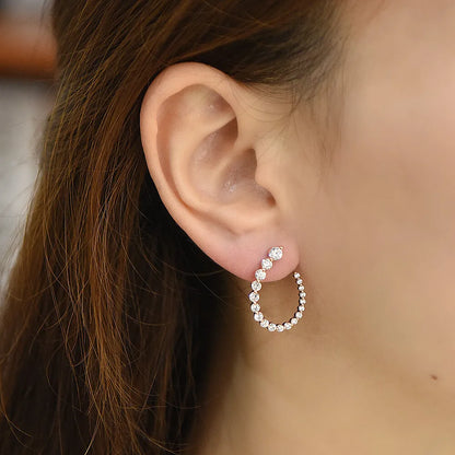 Round Cut Moissanite Half Hoops Earrings for Women 925 Sterling Silver U-Style Size Gradient Diamond Stud Earring Fine Jewelry