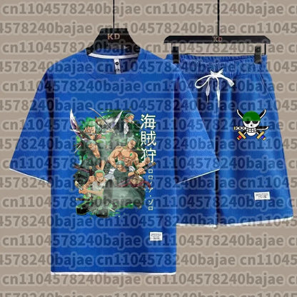 One Piece Kids Outfit Chopper Luffy Tracksuit Suit Children Summer Short Sleeve Clothes Set Anime Boy Girl T Shirt Shorts 2pcs