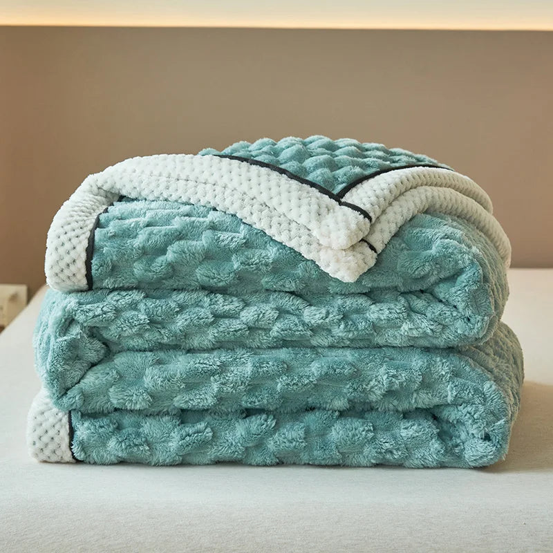Tortoiseshell Velvet Thermal Blanket 150x200cm - 3D Textured All-Season Throw for Bed Sofa, Soft Fluffy Large Size Home Decor