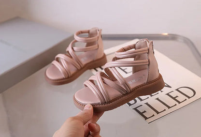 Sweet Princess Shoes for Little Girls 2026 Summer New Fashion Korean Edition High Top Roman Sandals for Girls