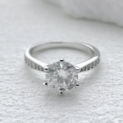 0.5-2ct Moissanite Wedding Ring for Women Sterling Silver Round Brilliant Diamond Solitaire Engagement Rings Certified