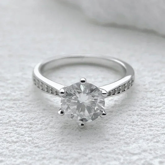 0.5-2ct Moissanite Wedding Ring for Women Sterling Silver Round Brilliant Diamond Solitaire Engagement Rings Certified