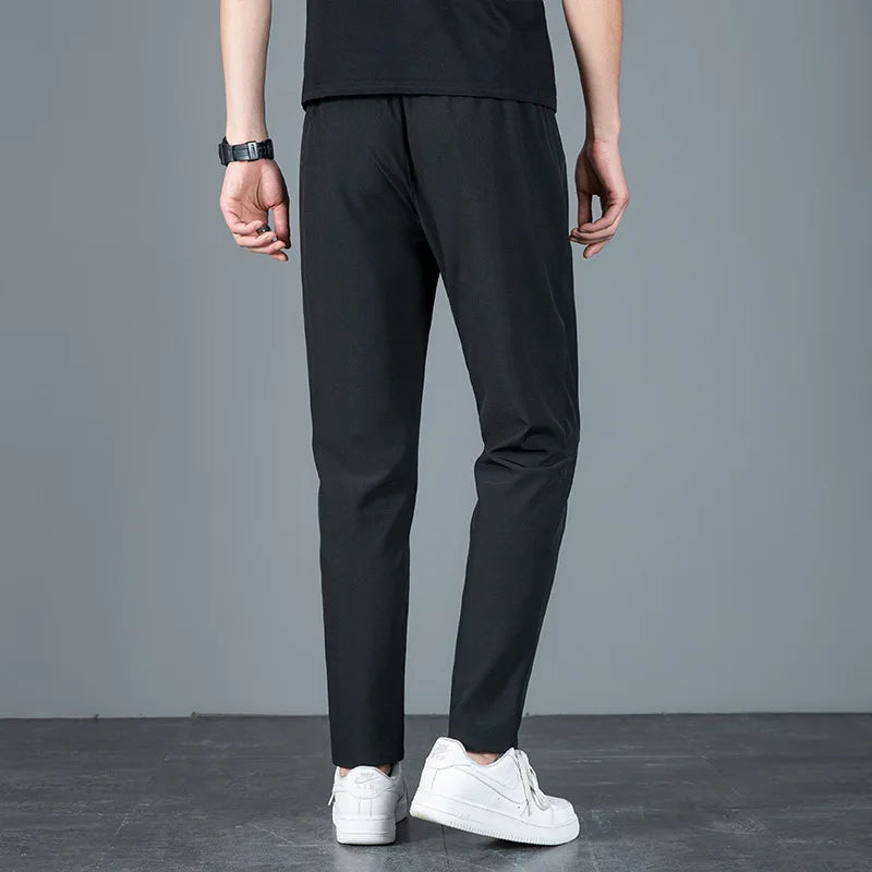 2026 Spring/Summer Men's Ice Silk Quick Drying Casual Pants Slim Fit Korean Ice Silk Sports Pants Quick Drying Breathable