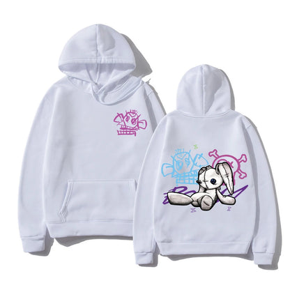 Hoodie Fashion Men Harajuku Anime Rabbit Monkey Hoodies Unisex Funny Cute Cartoon Bunny Pullovers Sweatshirts Hoodys