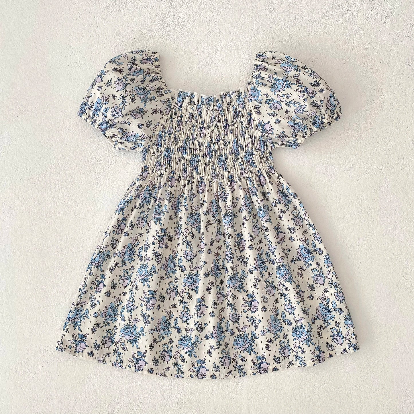 1-6Yrs Casual Summer Kids Girls Dress Floral Kids Clothes Ruffled Collar Purple Baby Girl Princess Dress New Flower Girl Dresses