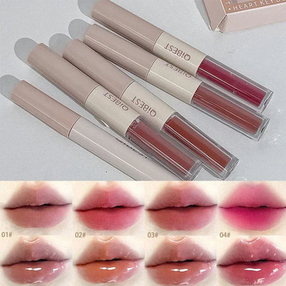Multipurpose Makeup Set 4pc Double Head Lip Glaze, Face Pressed Powder,Blusher,Eyeshadow, Eyebrow Pencil,Eyeliner,Lip Oil
