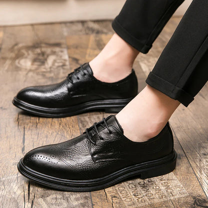 Luxury Men Brogue Dress Shoes Men Suit Casual Shoes Formal Business Leather Shoes Men Brown Wedding Italian Banquet Shoe Size 46