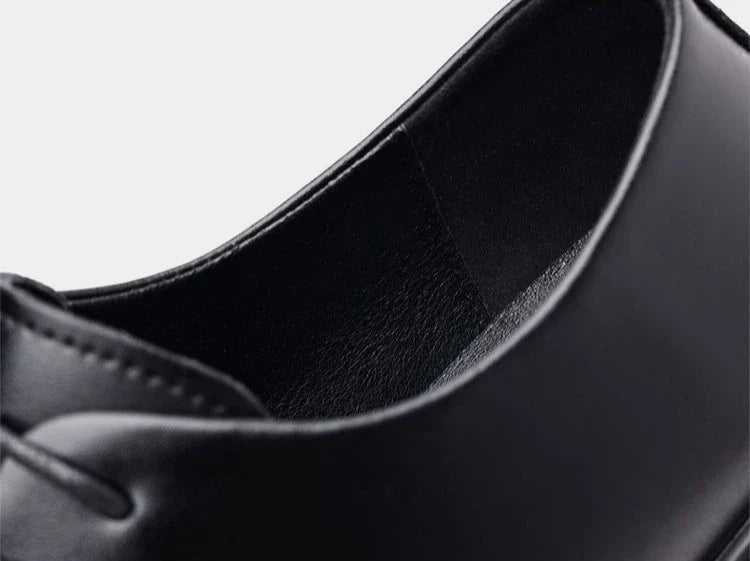 Black Round Toe Lace Up Men's Formal Shoes Spring Autumn Legitimate Leather Official 2025 Style Gentleman Trend Social Shoe Male