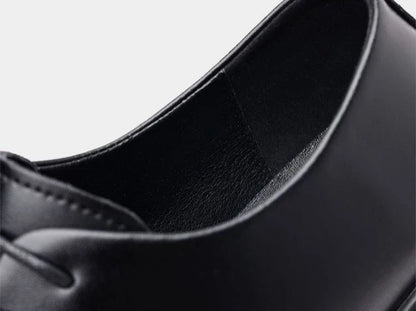 Black Round Toe Lace Up Men's Formal Shoes Spring Autumn Legitimate Leather Official 2025 Style Gentleman Trend Social Shoe Male