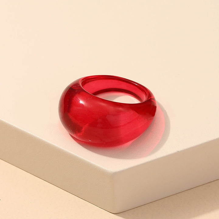 Round Rings For Women Big Kpop Finger Ring For Girls Punk Resin Ring