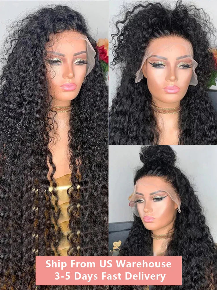 250 Density 13x4 13x6 360 Hd Transparent Lace Front Wigs Deep Wave Lace Frontal Wig Water Wave Curly Human Hair Pre Plucked Lace