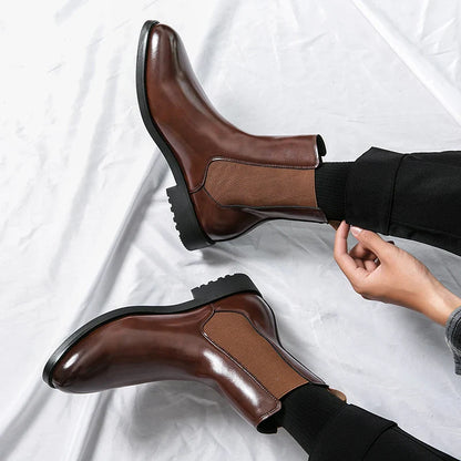 Classic Fashion Men Boots Winter Leather Shoes Autumn Business Chelsea Boots British Style Hombres Botas High Top Footwear Dress