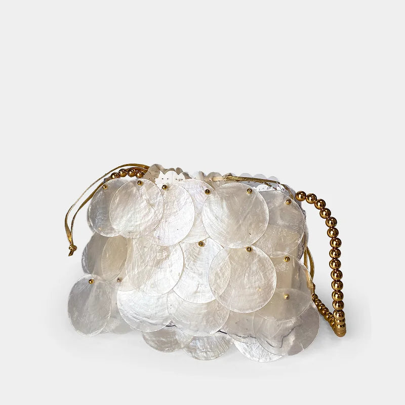 New Shell Bag Natural Beimu sequins Hand woven Bead Bead Bag Shoulder Bag