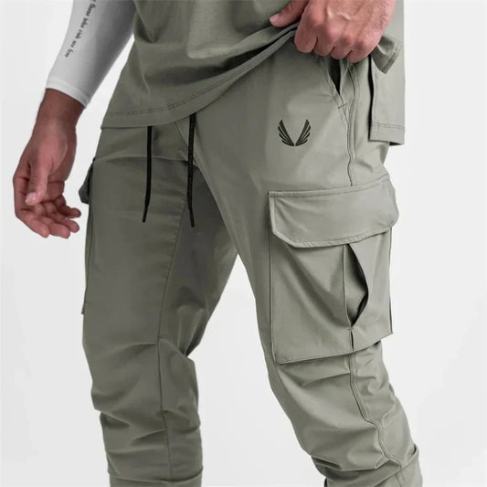 2024 New Men's Cargo Pants Summer Thin Loose Quick-Drying Elastic Leggings Running Training Sweatpants Casual Trend Trousers