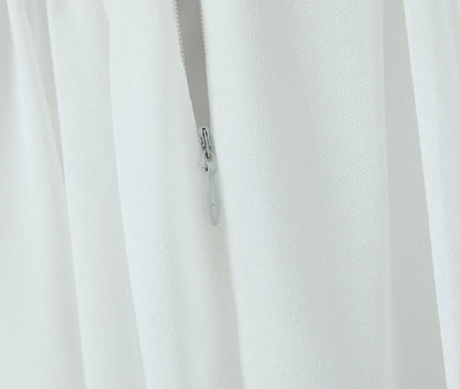 Women White  Big Backless Sling Dress O neck Back Zipper Loose Swing Mini Short Dresses Holiday Robe