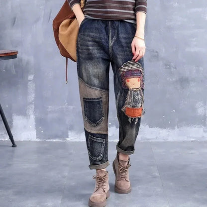 Y2k Embroidery Ankle-Length Baggy Jeans