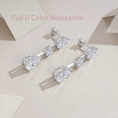 Full D Color Moissanite Drop Earrings 100% S925 Sterling Silver Fine Jewelry for Women Wedding Party