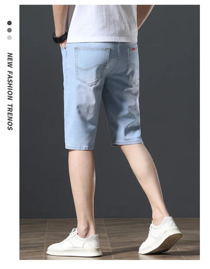 2025 New Summer Brand Stretch Thin Bermuda Masculina Cotton Denim Jeans Men Knee Length Soft Ropa Hombre Shorts