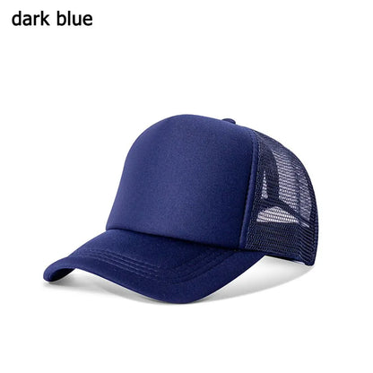 Fashion Unisex Plain Baseball Cap Adjustable Trucker Baseball Cap Snapback Mesh Curved Mens Womens Sun Summer Hat