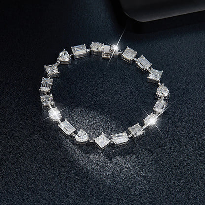 Irregular Full Moissanite Diamonds Bracelets for Women Princess Square Heart Emerald Cut Oval Shape Diamonds 925 Silver Bracelet