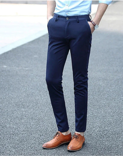 Men's Spring Summer Fashion Business Casual Long Pants Suit Pants Male Elastic Straight Formal Trousers Plus Big Size 28-40