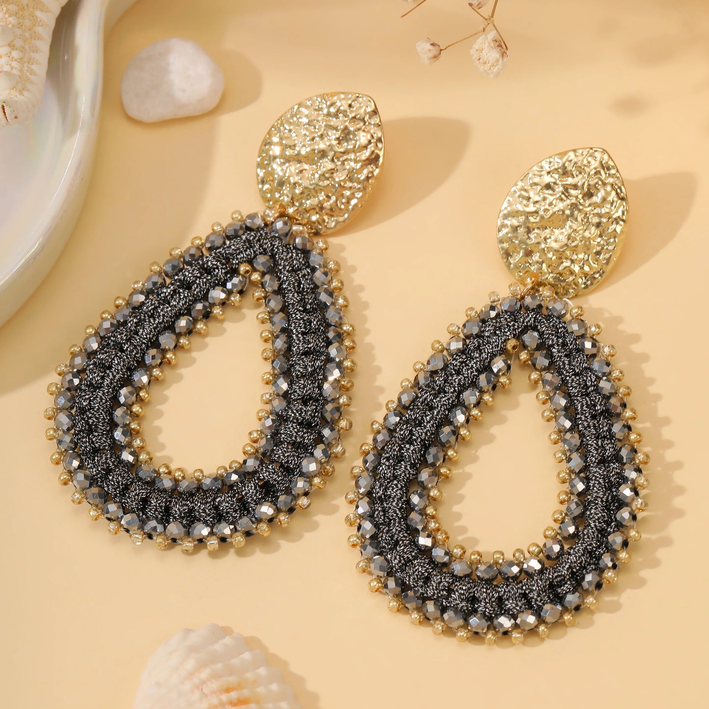 Big Water Drop Shape Drop Earrings For Women Colorful Beads Handmade Threading Crystal Long Earrings Jewelry Gift EA144