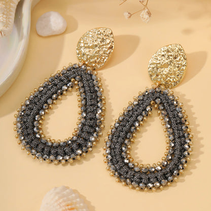 Big Water Drop Shape Drop Earrings For Women Colorful Beads Handmade Threading Crystal Long Earrings Jewelry Gift EA144